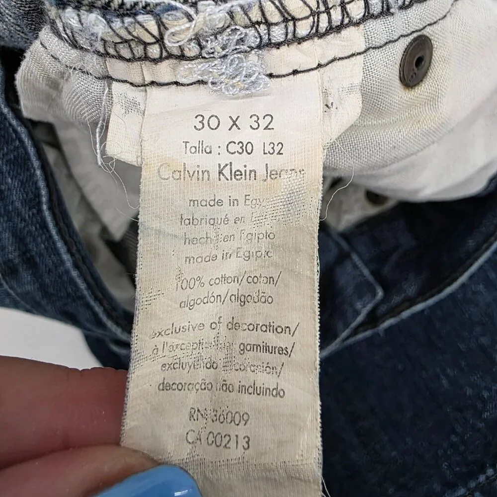 Calvin Klein Jeans Mens 30x32 (Actual 30/29) Straight‎ Leg Med Wash Denim Cotton
